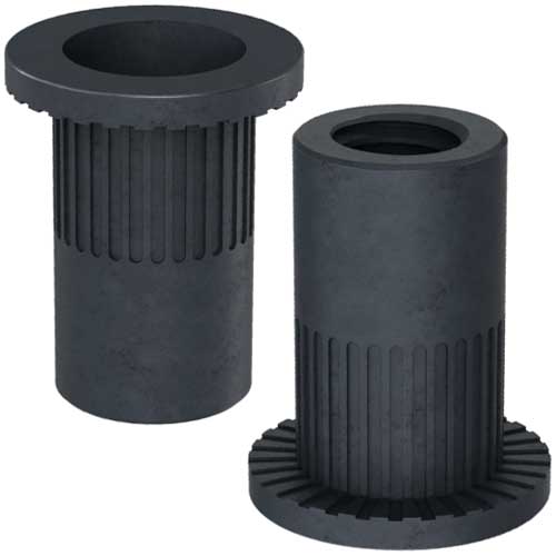 Клепальна гайка відкрита рифлена з буртиком чорний цинк