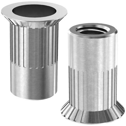 Клепальна гайка відкрита рифлена з середнім буртиком алюміній