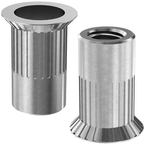 Клепальна гайка відкрита рифлена з середнім буртиком A2