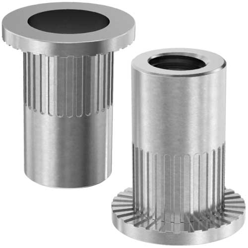 Клепальна гайка відкрита рифлена з буртиком