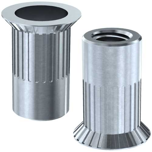 Клепальна гайка відкрита рифлена з середнім буртиком цинк