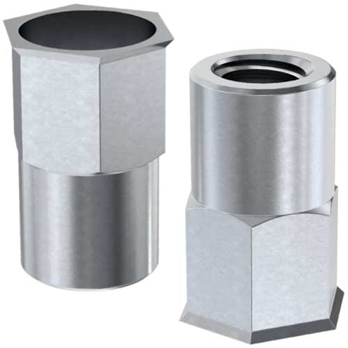 Клепальна гайка відкрита півшестигранна з потайним буртиком цинк