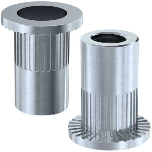 Клепальна гайка відкрита рифлена з буртиком цинк