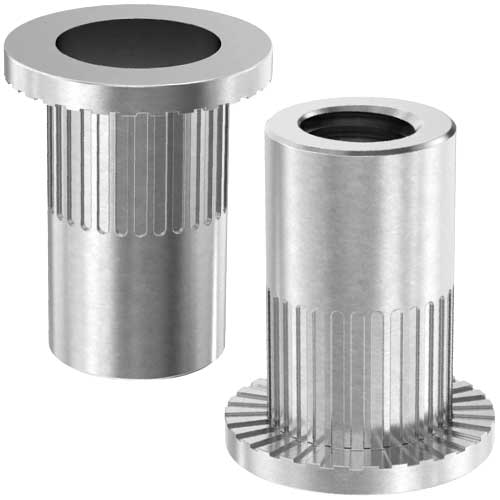 Клепальна гайка відкрита рифлена з буртиком алюміній