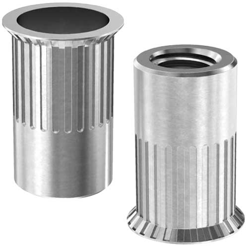 Клепальна гайка відкрита рифлена з потайним буртиком алюміній