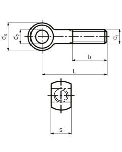 Болт відкидний DIN444 М20х160 А2