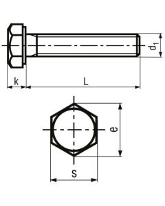 Болт DIN933 1/4&quot;-20UNCх3/4&quot; кл.8.8