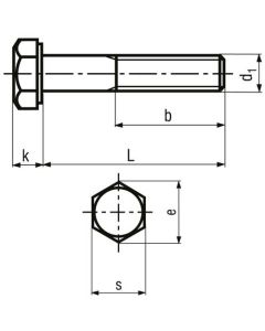 Болт DIN931 3/8&quot;-16UNCx2 3/4&quot; кл.8.8 оц.