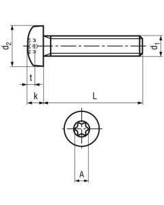 Гвинт DIN7985 М6х16 оц. TORX плав. шайба d=14